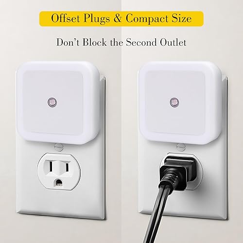 Miniatura 4 de KINUR - Luces nocturnas LED enchufables en la pared color luz diurna con sensor fotosensible de atardecer a amanecer para habitación de niños