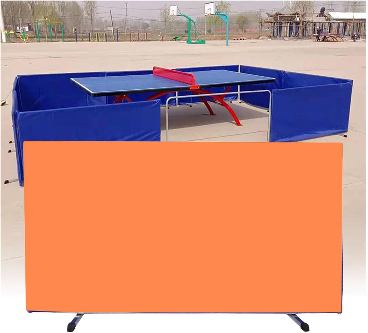 Table Tennis Baffle, Foldable Club Self-Training Privacy Partition Screen with Rotating Bracket, Temporary Partition Screen for Training Equipment(Orange,140x75CM-4PCS)