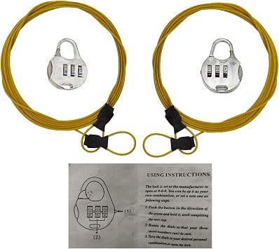 2 Pack Cable Lock Double Loops 6.6Ft Long Silver Security Cables with Lock, Boat Cover/car Cover Locks Cables Windproof and Lost-Proof Safety Cable Wire for Luggage,Outdoor, Clothesline