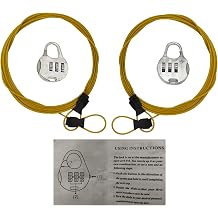 2 Pack Cable Lock Double Loops 6.6Ft Long Silver Security Cables with Lock, Boat Cover/car Cover Locks Cables Windproof and Lost-Proof Safety Cable Wire for Luggage,Outdoor, Clothesline