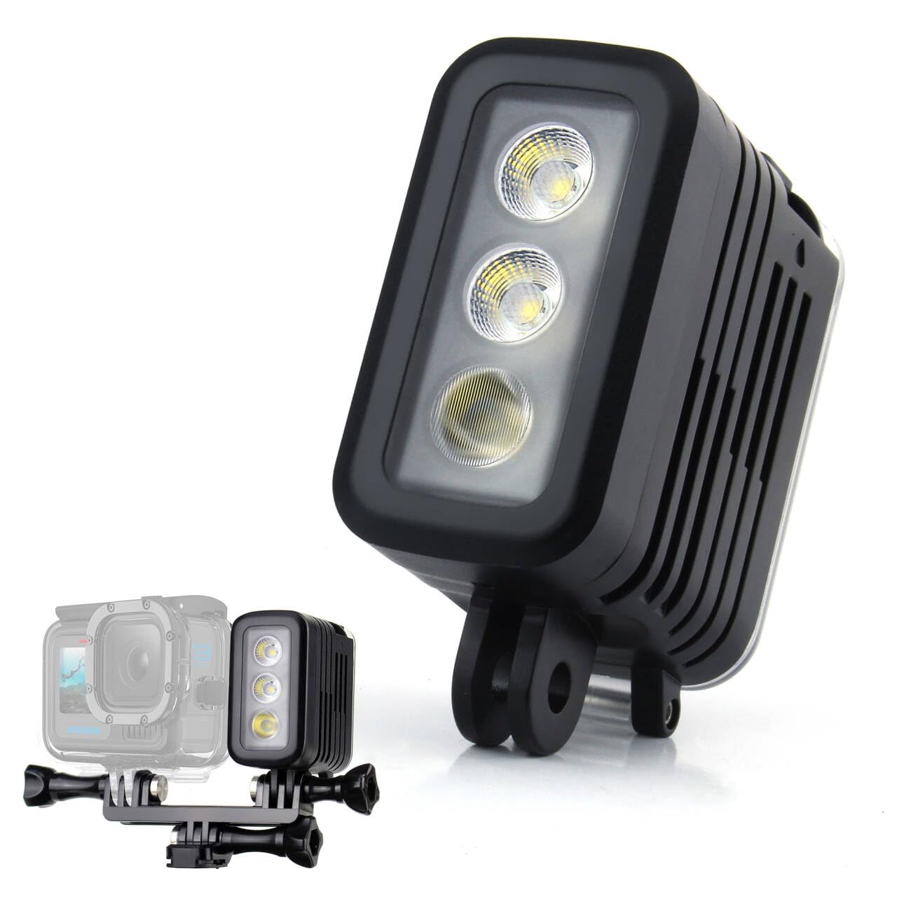 GEPULY Lampe sous-marine de plongée – 450 lm haute puissance 3 modes à intensité variable 50 m étanche LED pour GoPro Hero 13 12 11 10 9 8 7 6 5 4 3+ 3 DJI Osmo Action 3 4 5 Pro 6 AKASO