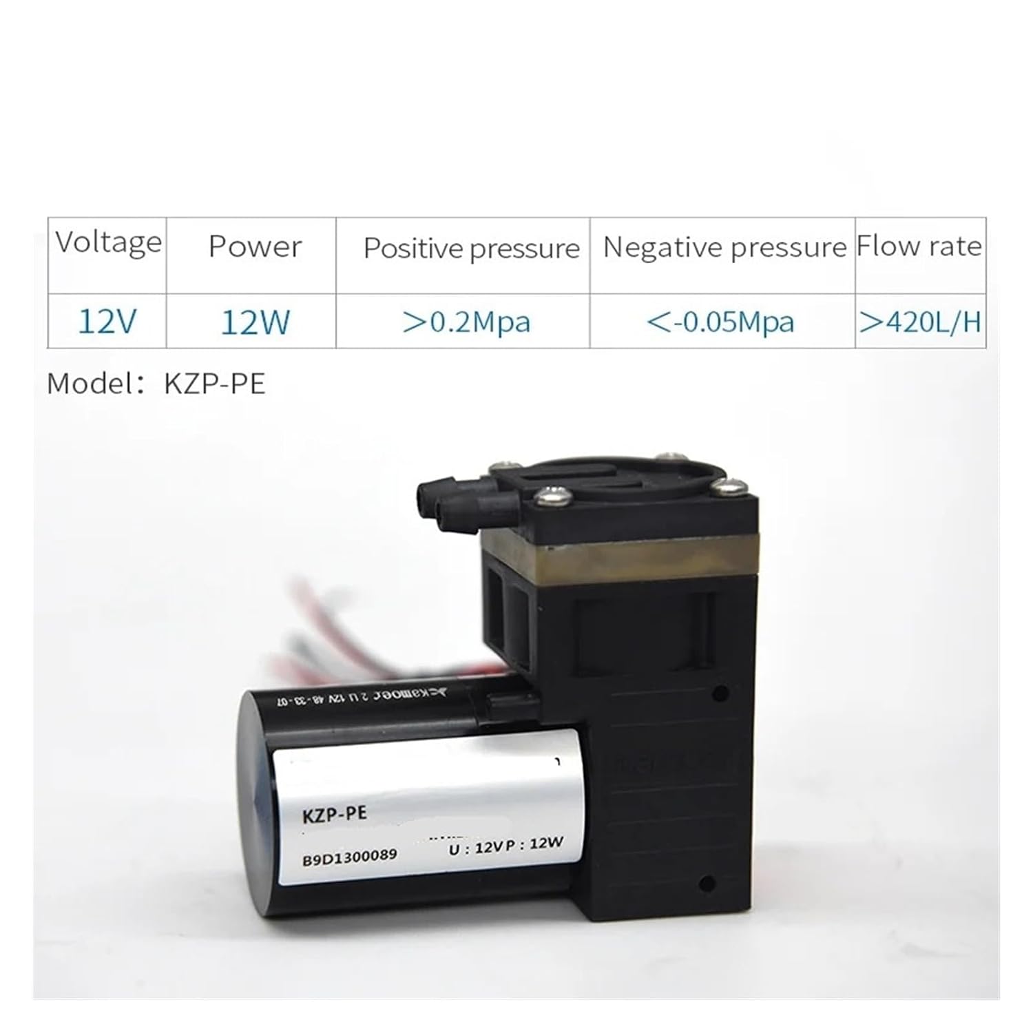 7-12L/min Diaphragm Vacuum Pump 12V 24V Motor Negative Pressure 0.07Mpa Suction Pump for Lab(KZP-PE(12V))