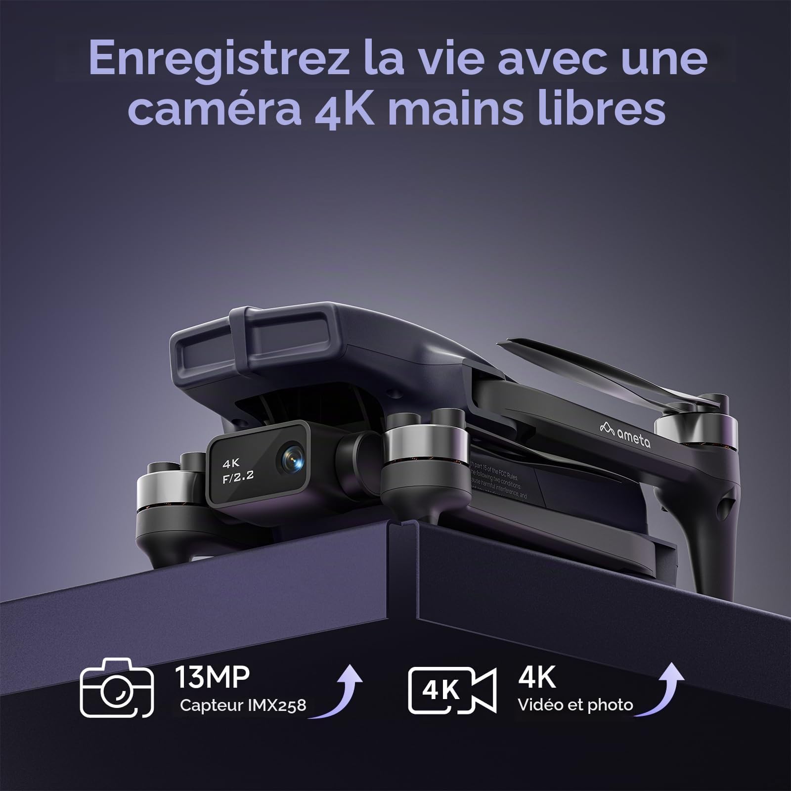 Ameta S20 Pro 4K GPS Drone Plus une Batterie Supplémentaire (3 au Total)
