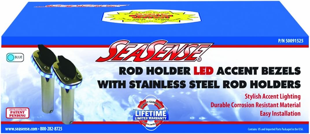 SeaSense Stainless Steel Rod Holder with LED Ring, Silver