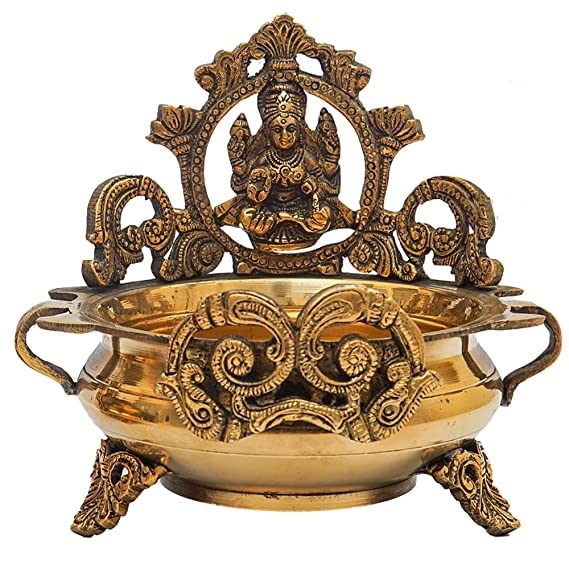 Urli en laiton déesse Laxmi Taajoo coupelle fleur bougie