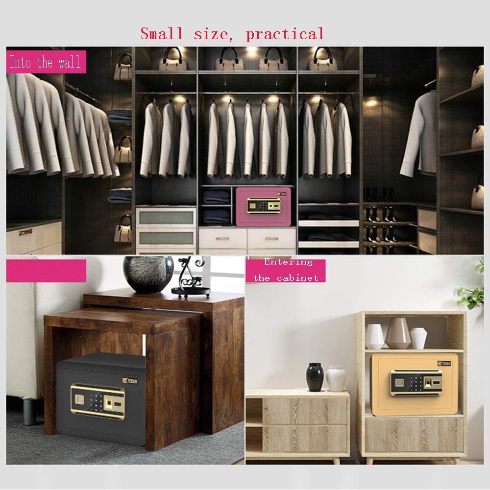 Reinforce Electronic Password Deposit Box,Small Invisible Office Safes Anti-theft Fingerprint Alarm All-steel Bedside Table Storage Floodproof Cabinet (color : Black) (B safe