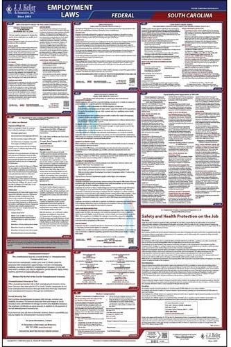 J. J. Keller & Associates, Inc. 2026 South Carolina and Federal Labor Law Poster (English, SC State) - OSHA Compliant All-in-One Laminated Poster