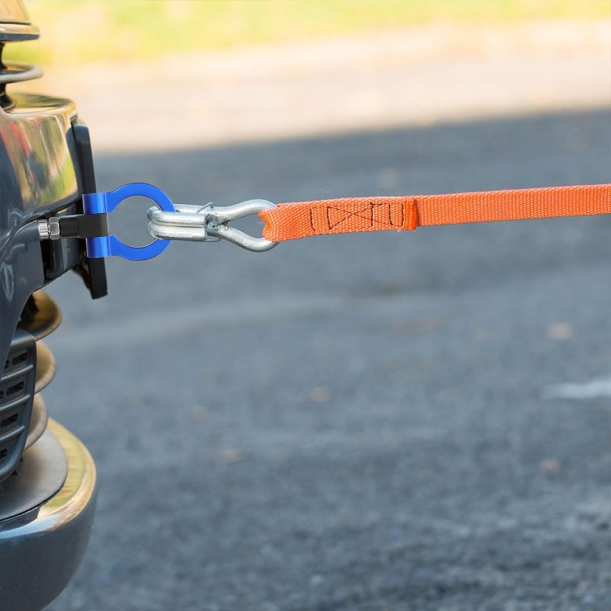 Levemolo Abschlepphaken mit Einfachem Rückgewinnungsschutz als Anhänger Zubehör aus Aluminiumlegierung 2 Stück M16x3 Gewindesteigung zur Vermeidung von Stoßstangenschäden für Auto