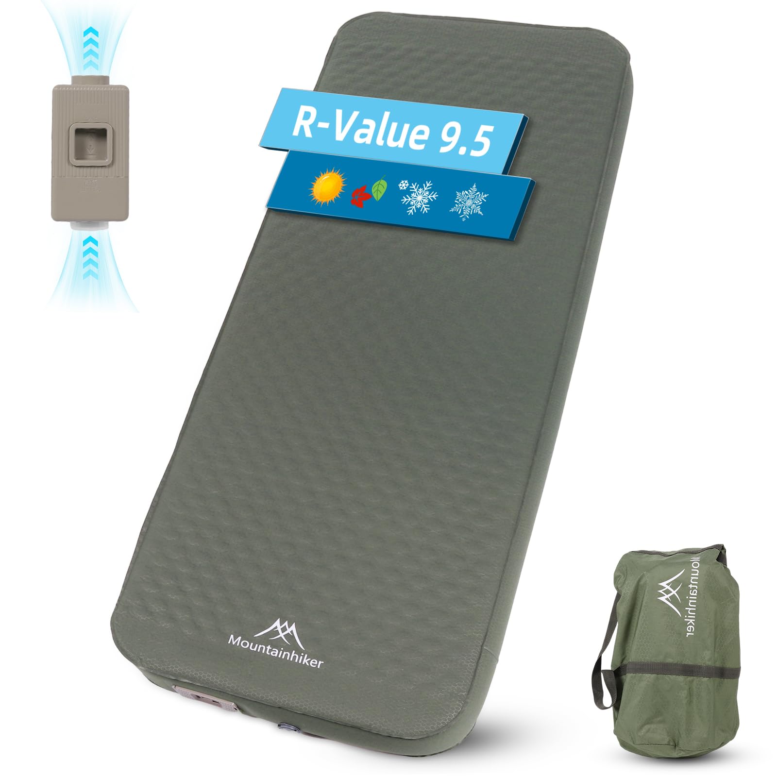 Self-inflating Sleeping Mats for Camping Self Inflating Memory Foam Rock and Roll Bed Topper Easy to Inflate and Deflate Sleepin Mat, 4-Season Sleepin Pad for Outdoor, Home, Car Travel(Single)