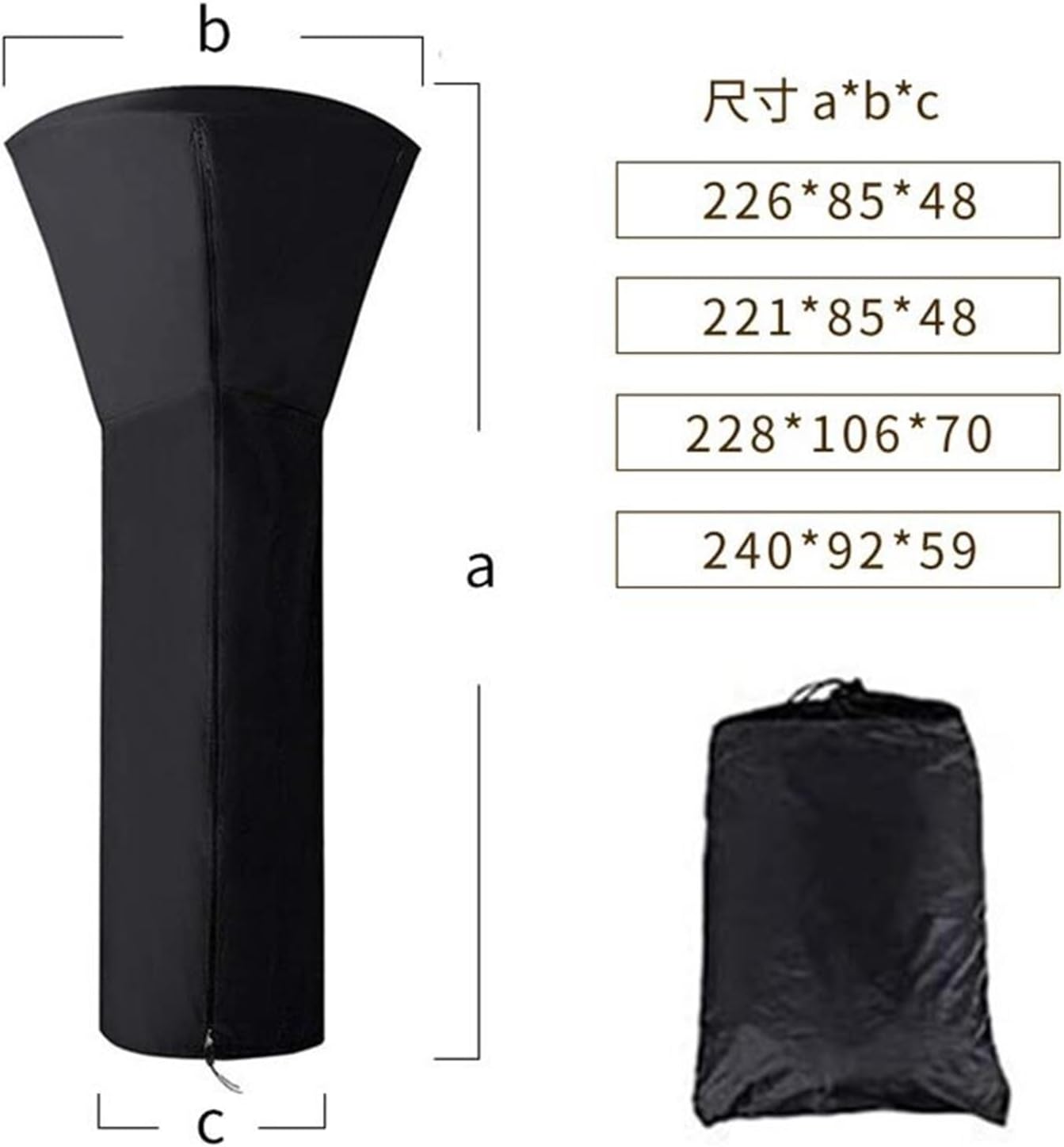 Patio Heater Covers 210D Oxford Cloth Waterproof Air Heater Cover Black Umbrella Shaped Garden Courtyard Dust Patio(210D 240x92x 59cm)