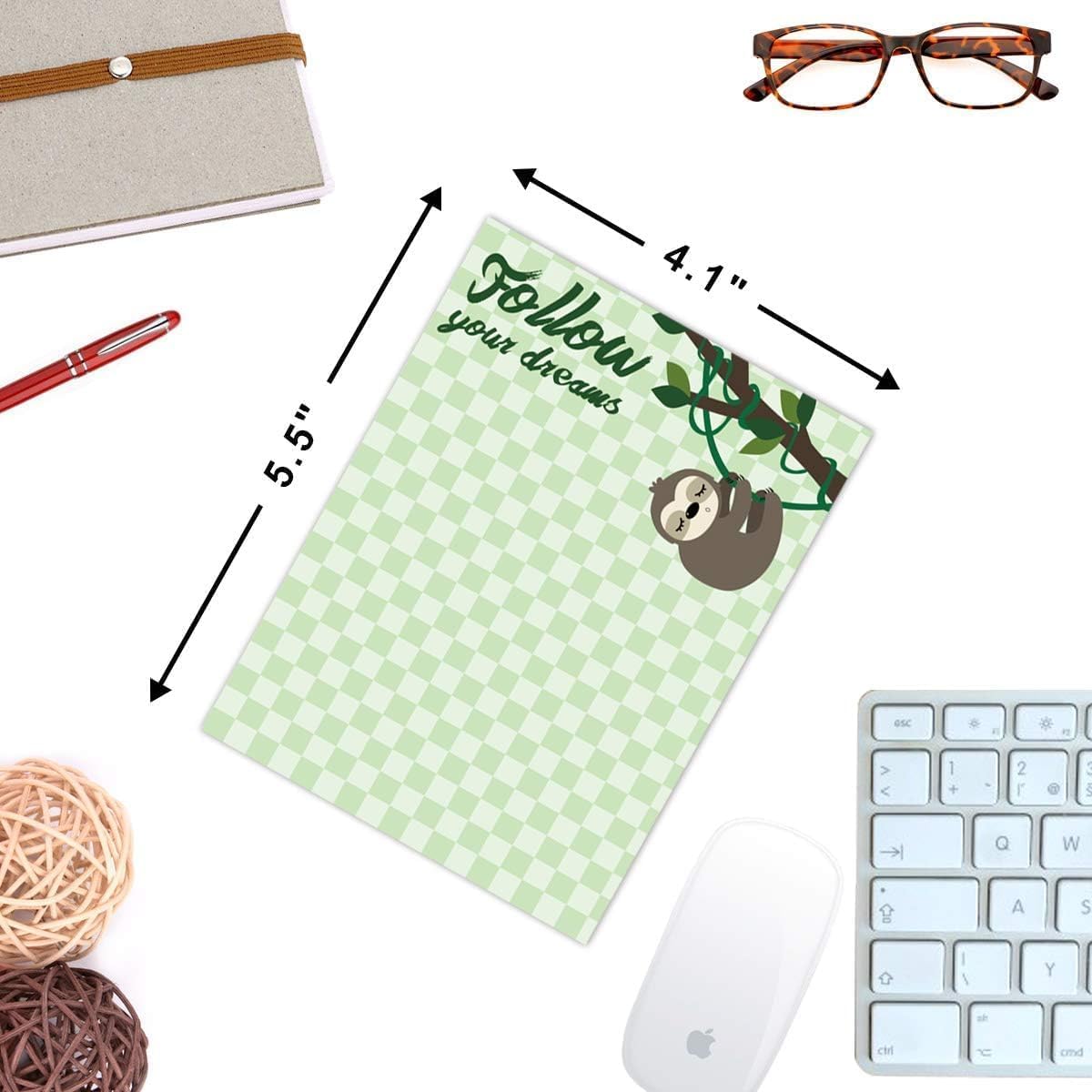 Fancy Land Sloth Memo Pads 4 Pack Funny Animal Notepads for Office Home Teacher Appreciation Valentine Gift School Supply to Do List Lazy Day - Image 7