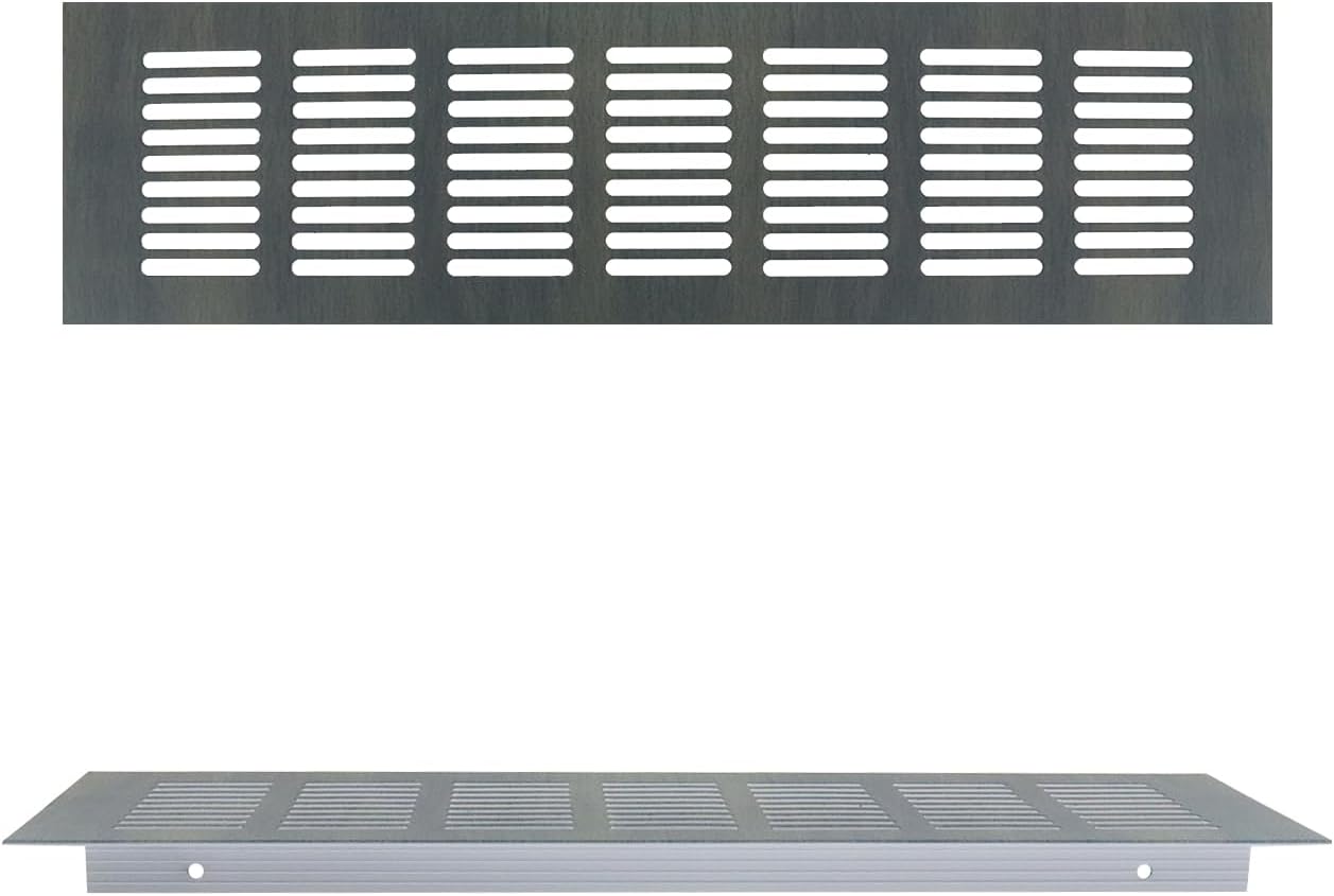 12 x 3 Inches Door Air Vent Cover, Floor Register, Aluminum Grille Ventilation Cover Louvered Door Vents for Interior Cabinet, Wardrobes, Drawers, Shoe Cabinets, Locker