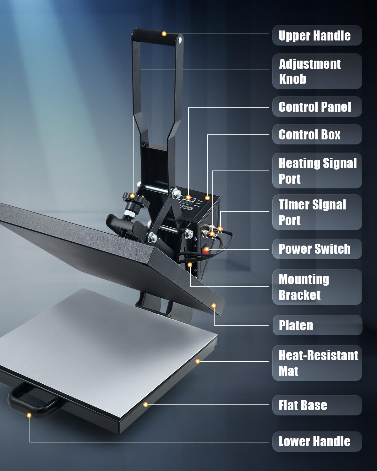 CREWORKS 38 x 38 Prensa de Calor para Camisetas con Tubos de Calentamiento Duales, Control Digital Maquina de Sublimacion para Almohadas, Alfombrillas de Ratón, Bolsas