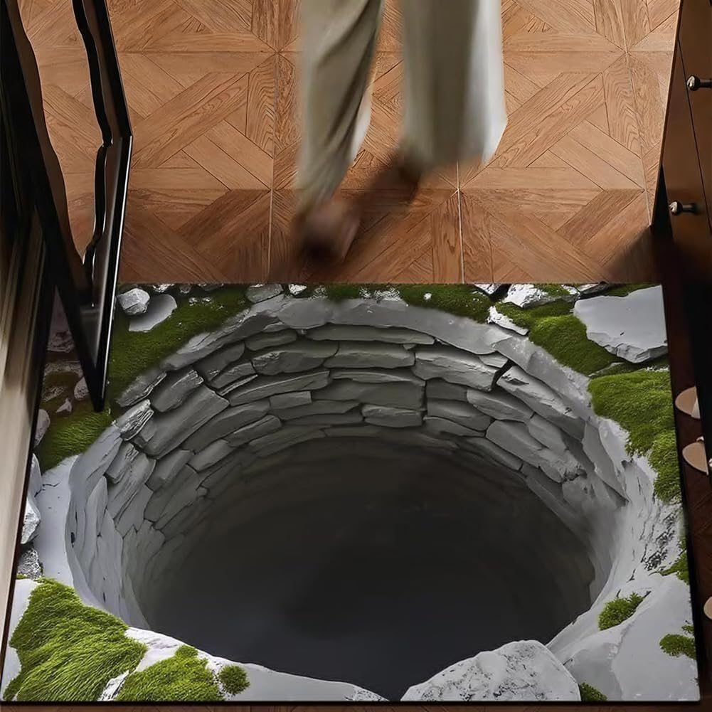 3D Hole Rug, 2026 New Optical Illusion Rug, Rugs That Looks Like A Holes, Carpet Bottomless Holes Optical Illusion Area Rugs, Non-Slip Visual Doormat, For Indoor & Outdoor Entrance Décor (L, 80*120cm)