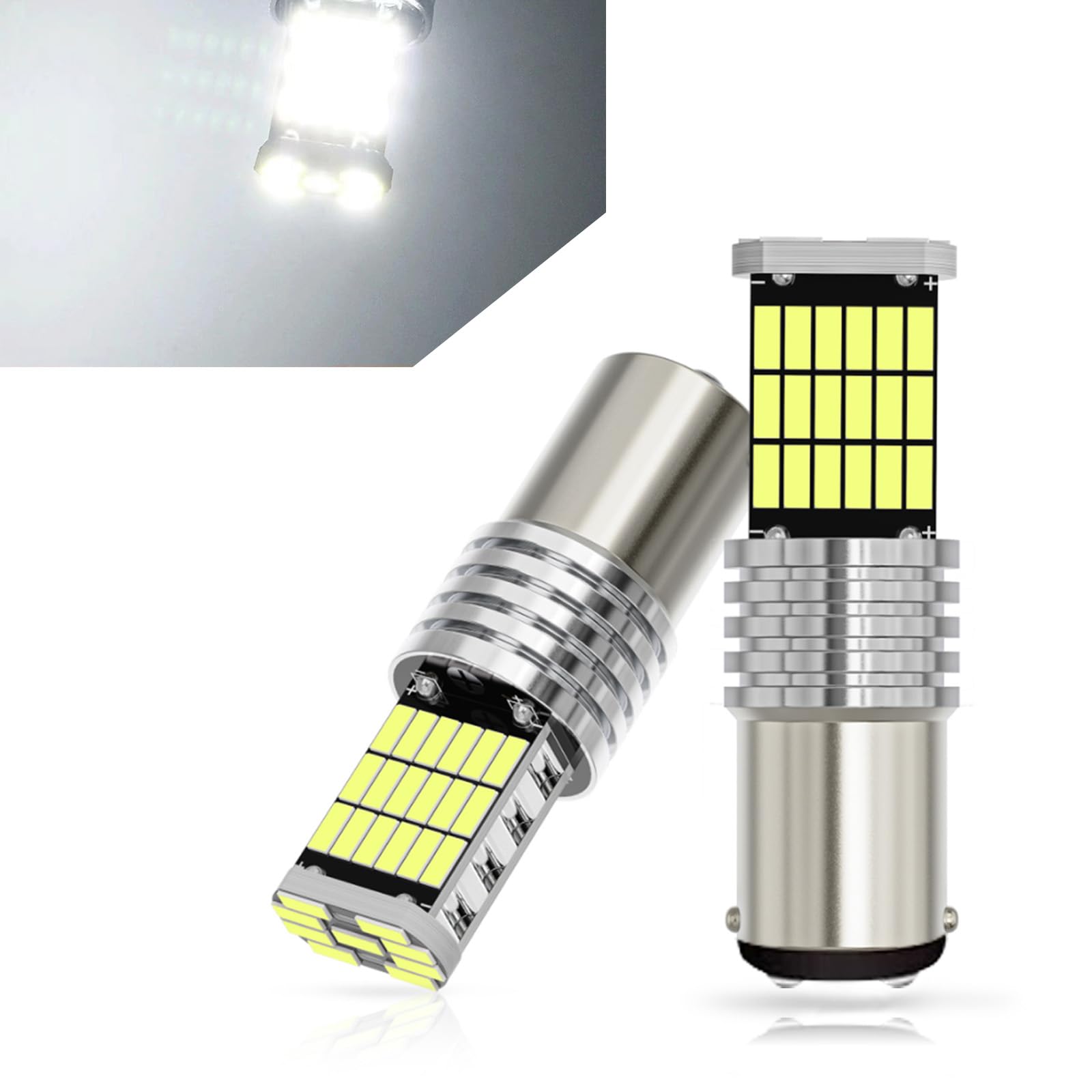 2 PCS Car LED Turn Signal Decodin Bulbs, Super Bright Vehicle Brake Tail Light Replacements, Universal Waterproof Automotive Backup Light Accessories for Truck SUV Car (White Light #1157)