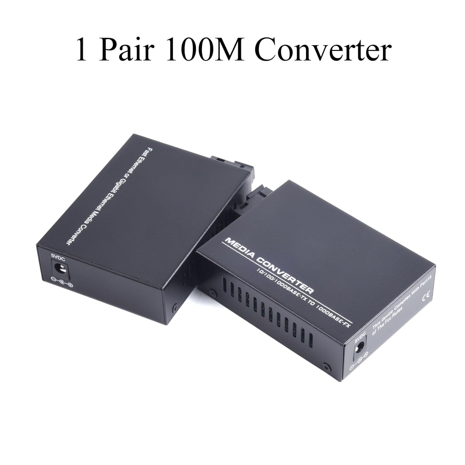 1Pair Gigabit Fiber Optical Media Converter 10/100/1000Mbps Single Mode 1 to 2 RJ45 UPC/APC SC-Port US Power(100M Converter)