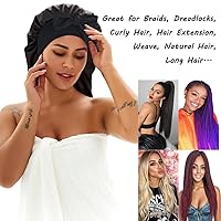 Vista 6 de 2 gorros de seda para dormir, gorro de satén trenzado con banda de corbata, gorro para dormir para mujeres y hombres, trenzas de cabello largo