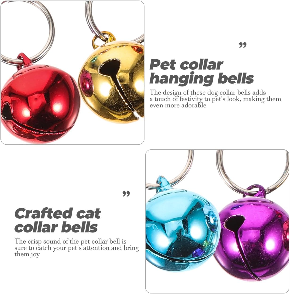 6Pcs Colorful Stainless Steel Pet Collar Bells Hanging Accessories for Dogs and Cats Multi-function Craft Bells with Crisp Sound for Festive Pet Decor