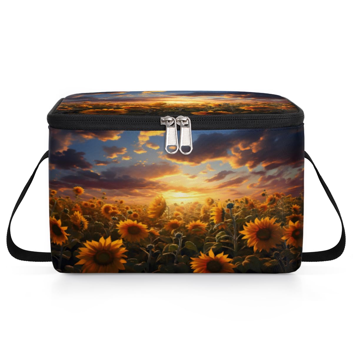 GzLeyigou Sunflowers Lunch Bags for Women Men 9 Cans, Hot & Cold Food Delivery Bag Insulated Grocery Bag Insulated Lunch Box Floral Cooler Bag for Office Work Picnic Beach