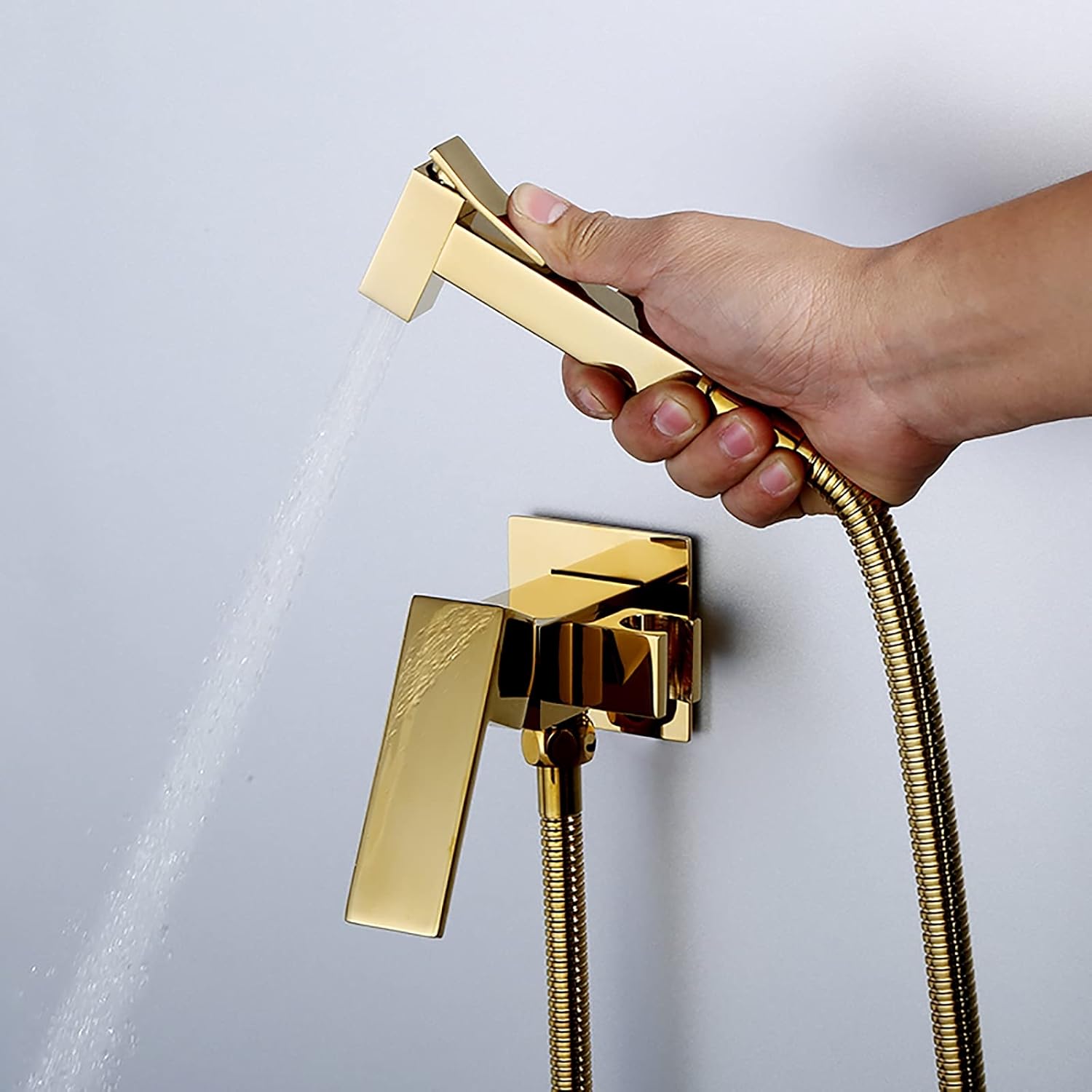 Handheld Bidet Sprayer for Toilet, Titanium Gold Brass Bathroom Cloth Diaper Sprayer Set with Cold and Hot Water, Wall Mounted Toilet Bidet Sprayer Kit for Feminine Hygiene, Bathing Pets