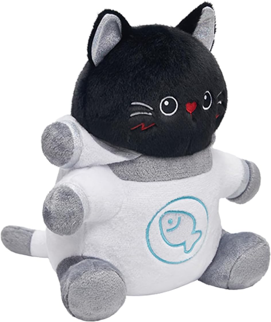 OLAOLA Space Black Cat Plush 12 Inch Cute Kitten with Backpack Stuffed Animals Plush Toy Soft Doll Pillow for Kids Adults