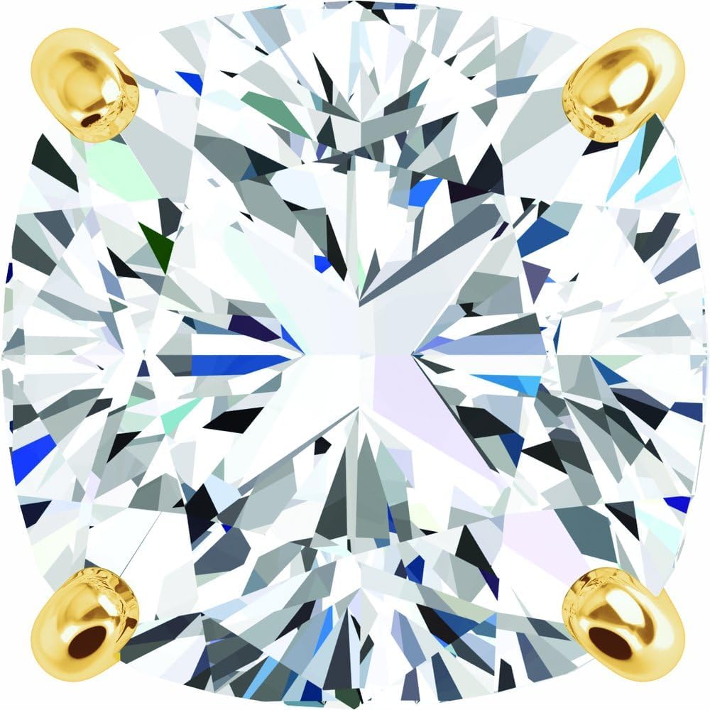 Semi-Polished 10k Yellow Gold 10mm Cushion Cut 4-Prong Basket Set Setting Finding Fine Jewelry For Women Gifts For Her (Mounting Only, Not All Stones Included)