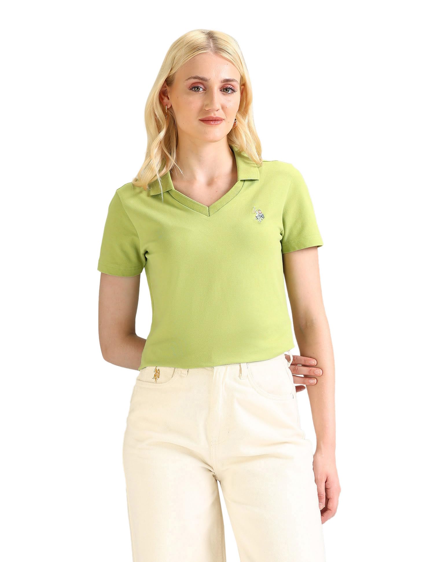 u.s. polo assn. Women's Cotton Regular Fit Solid Polo Shirt-picture-23