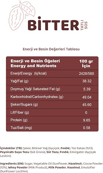 Melwiss Chocolate Bitter Tatlı Sos 330 g – Akışkan kıvamlı Waffle, Pankek, Krep, Dondurma, Kahve ve Tatlılar için Pratik Sıkılabilir Sos