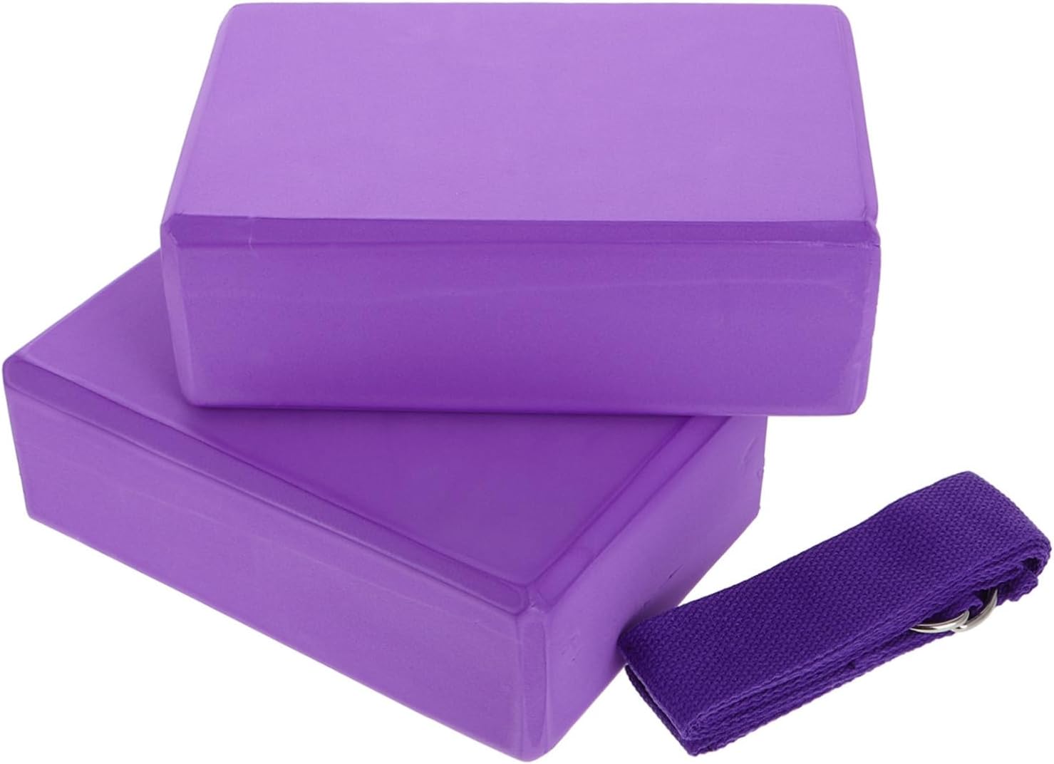 3Pcs Yoga Block Set with Stretch Strap Non Slip Eva Foam Bricks for Fitness and Dance Portable Yoga Props for Stretching and Practice Comfortable Grip and Easy Storage
