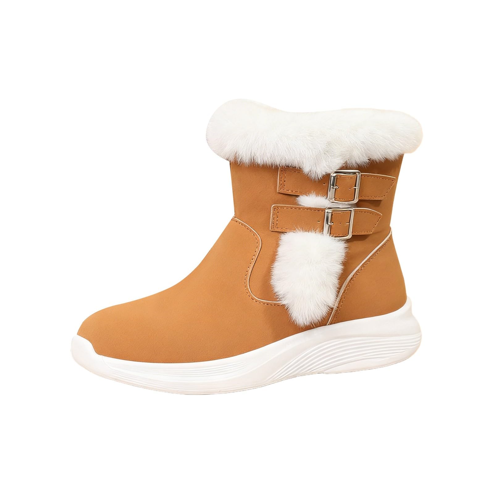 Botas de nieve forradas para mujer, botas de invierno de caña corta Botas