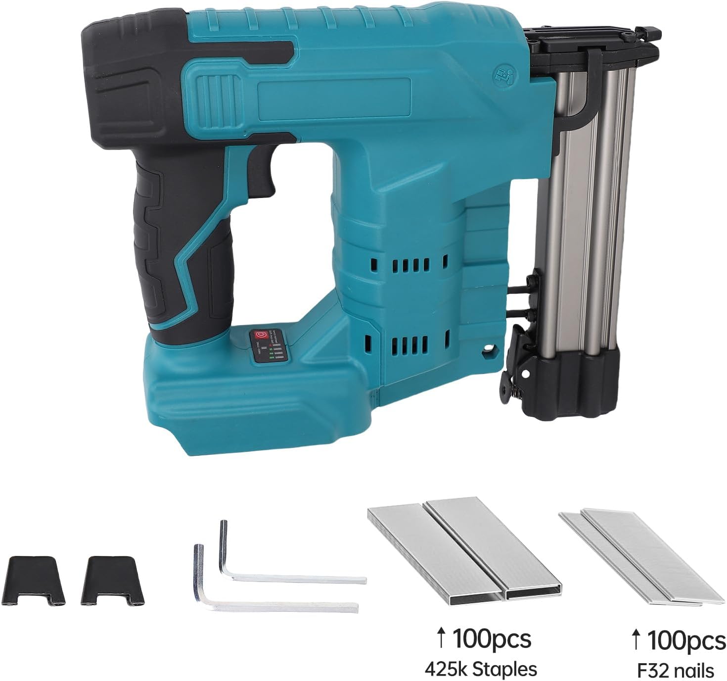 WALFRONT Electric Stapler Cordless 20V Nailing Machine with Rapid Firing Single Continuous Modes Brushless Motor Straight Nails N Shaped Nails Home Renovations Furniture (Cordless Nailing Machine