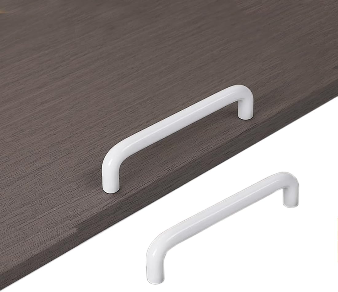 Set of 2 Furniture Handles, Diameter 10 mm, White, Aluminium, Kitchen Knobs, Door Handles, Drawer Handles, Handles for Wardrobe, Dressing Table, Children's Room
