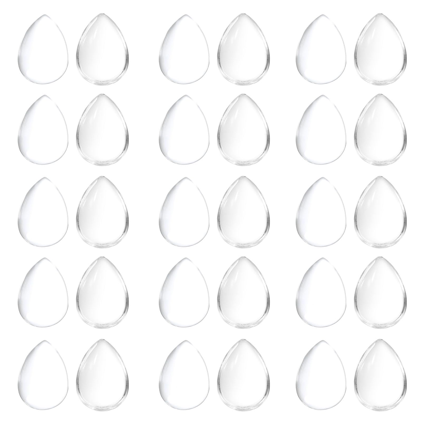 PATIKIL Transparent Glass Cabochons, 50Pcs 13x18mm Drop Shaped Glass Dome Tiles for Photo Pendant Jewelry Making Clear