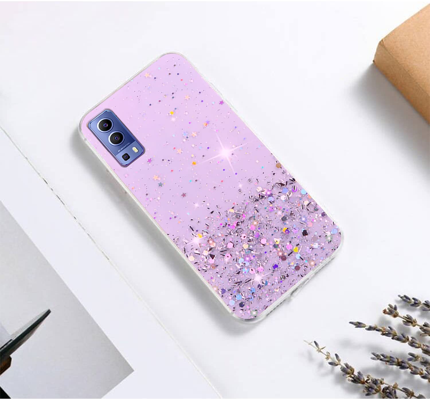 Custodia Glitter PONRFEKT Per Vivo Y31S/Y72 5G – Trasparente Con Strass E Bordo Elettroplaccato!