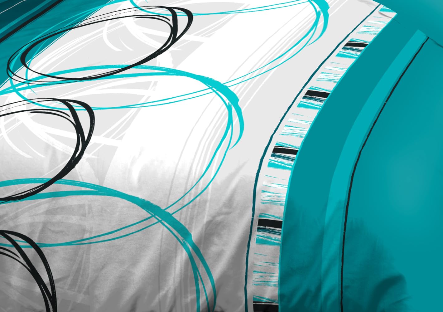 Le linge de Jules Duvet Cover 240 x 260 cm + 2 Pillowcases - Soft and Durable Microfibre - Easy Care - Turquoise - Image 3