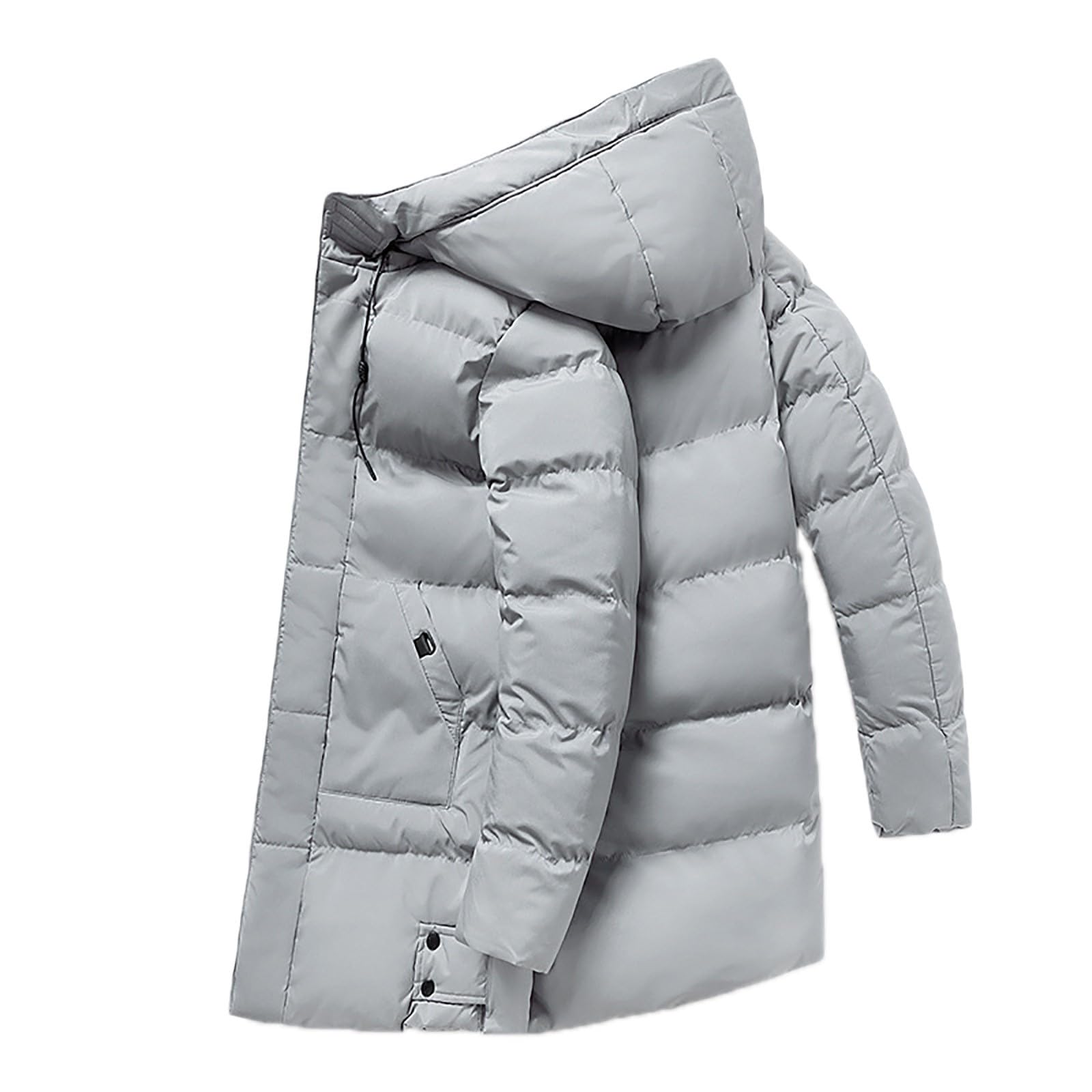 Generisch Chaqueta de invierno para hombre, chaqueta larga de plumón, chaqueta cortavientos, abrigo de plumón de invierno, ligero, plegable, abrigo acolchado con capucha, chaqueta de entretiempo