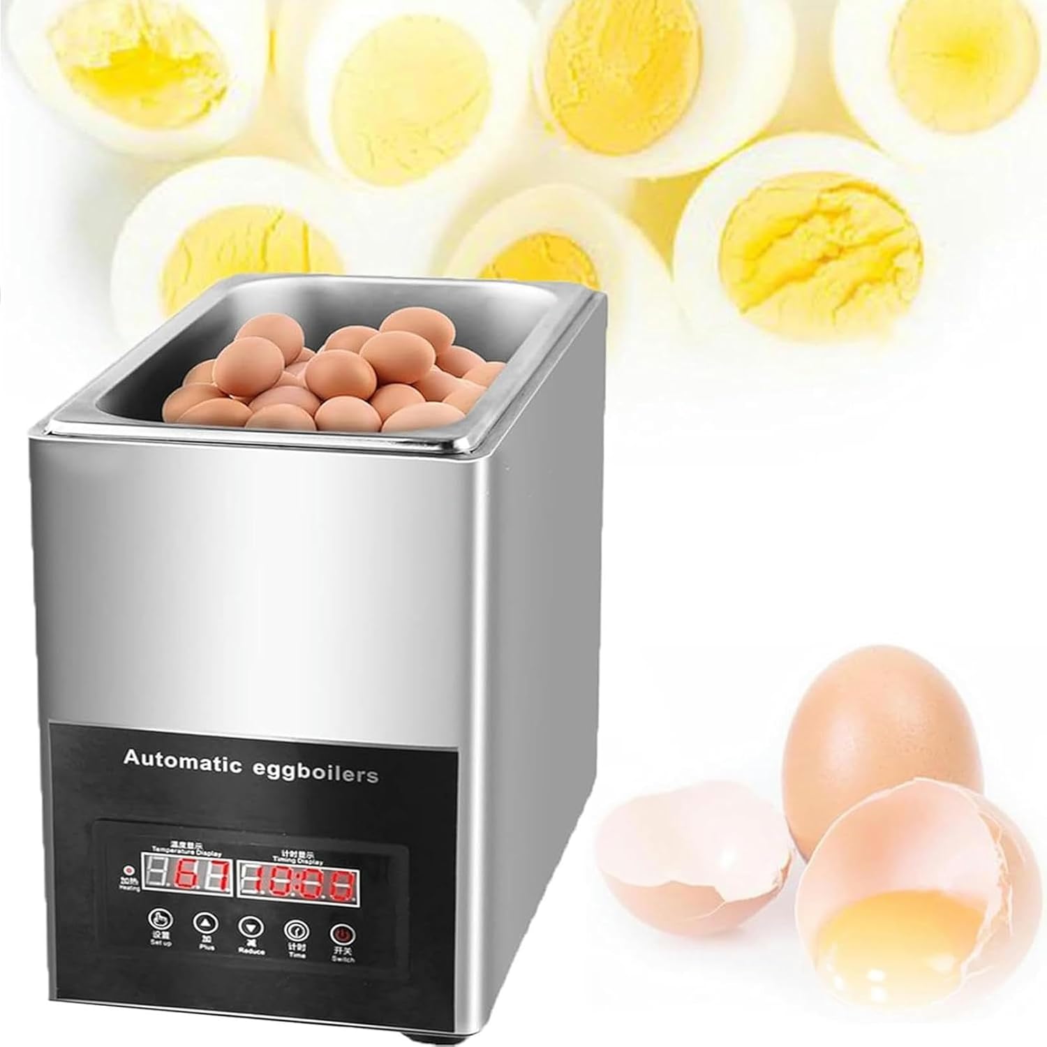 Wzglod Egg Boiler Cooker, Commercial Egg Boiler Machine, Rapid Egg Cooker Electric, Commercial Hot Spring Egg Cooker, 30~90 ° C for Rapid Soft, Medium, Poached, Home Kitchen