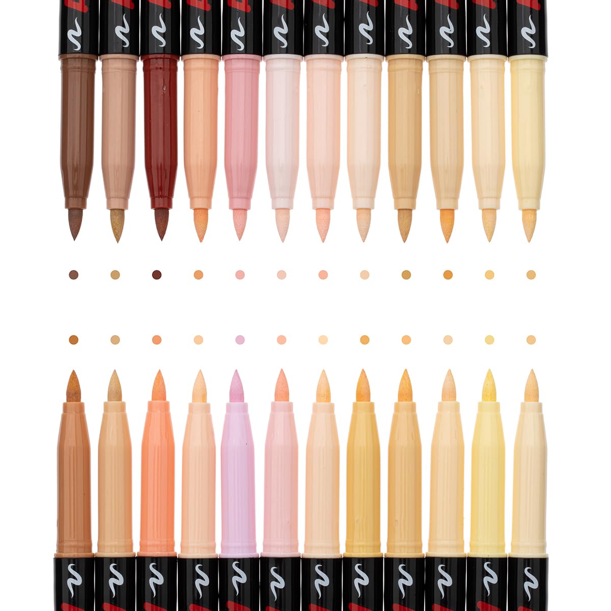 EliLunar 24 Skin Tones Colors Art Markers, Acrylic Paint Pens with Soft Brush Tip, Quicky Dry for Wood, Glass, Fabric, Illustration Sketching, Drawing