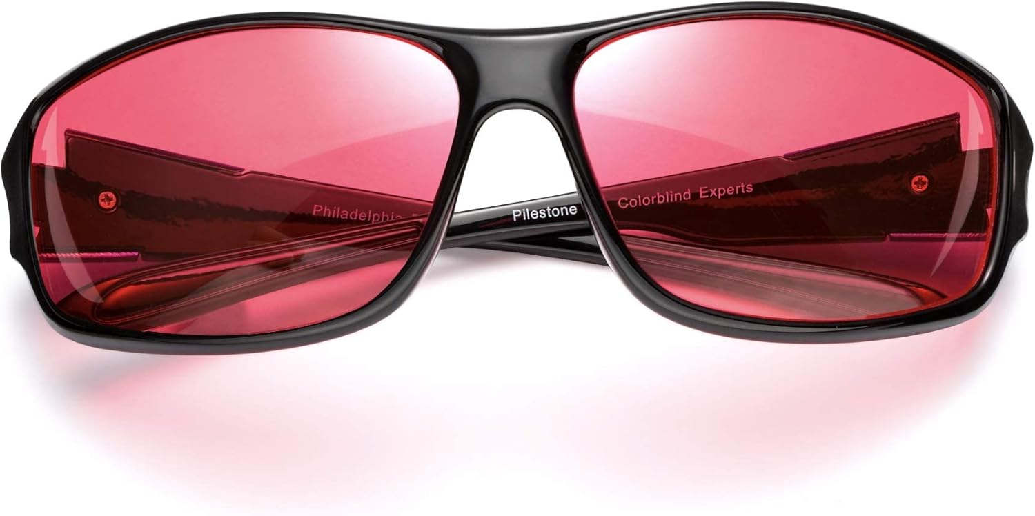 Pilestone TP-016 Lens D Color Blind Glasses Sporty Style for Medium/Strong Red Blindness Indoor/Outdoor Use