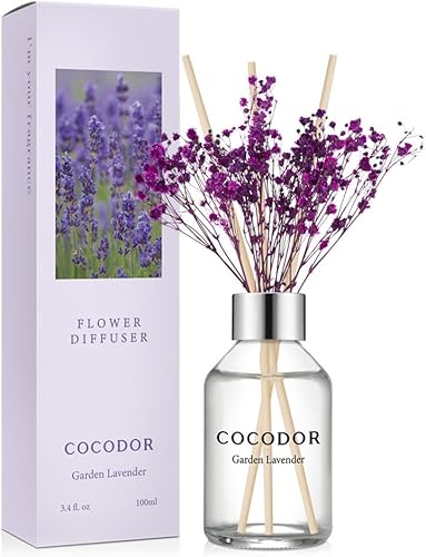 Miniatura 10 de COCODOR Juego de Difusor de Varillas de Junco con Flores / 3.4 oz / Jazmín Blanco / Difusor de Aroma con Varillas Fragancia para el Hogar Difusor