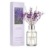 COCODOR Flower Reed Diffuser Set / 3.4oz / Garden Lavender/Scent Diffuser with Sticks Home Fragrance Reed Diffuser for Bathroom Shelf Decor