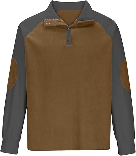 Miniatura 3 de Hombre Patchwork Jersey Manga Larga Sudadera Cuello Alto Botón Blusa Sudaderas Otoño Invierno Ropa Deportiva