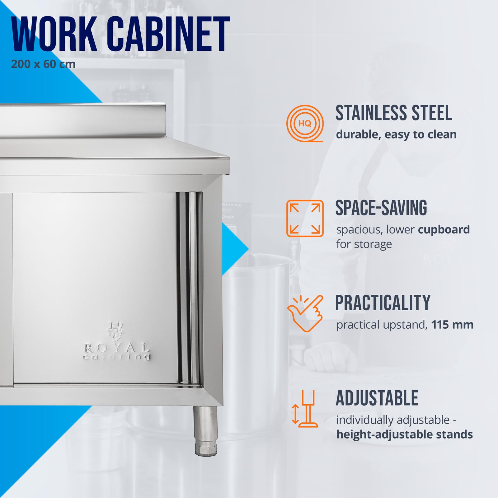 Royal Catering - RCAT-200/60-C - Mueble Neutro Mural - 200x60cm -Antisalpicaduras