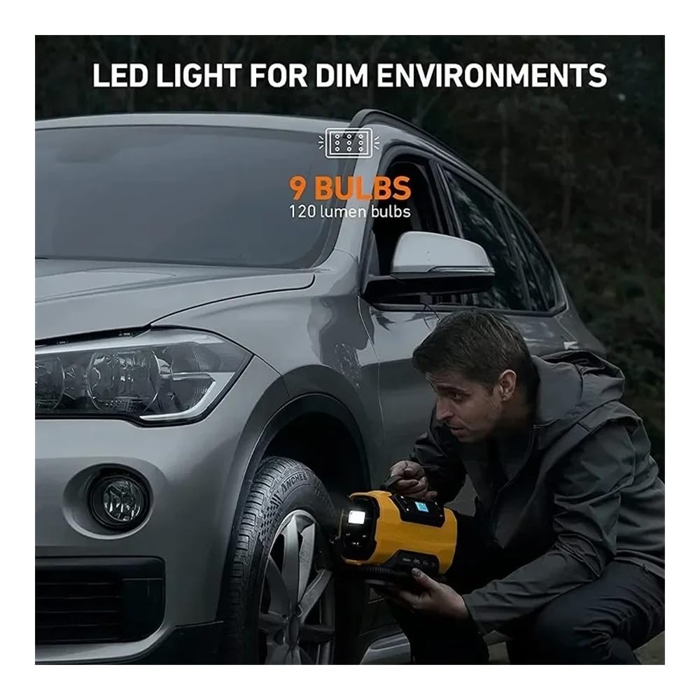 150PSI Kompresor powietrza o podwójnym zasilaniu 110V-230V AC/DC - 300L/min Pompa elektryczna do opon samochodowych, rowerowych, łodzi, materacy z latarką - przenośna pompka