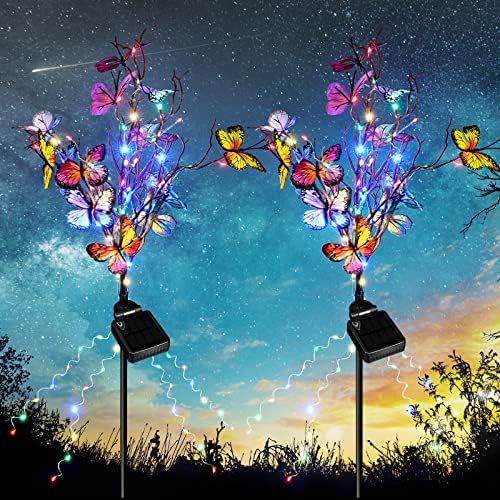 packbabol Solar Garden Lights Outdoor Decor Solar Outdoor Lights Waterproof Butterfly Lights 2