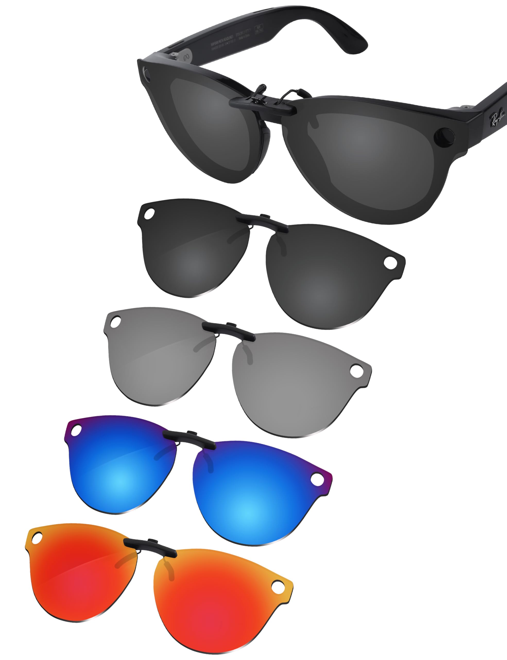 Paquete de 4 lentes de repuesto con clip para Ray-Ban Meta Headliner RW4009 de 50 mm, BSBR