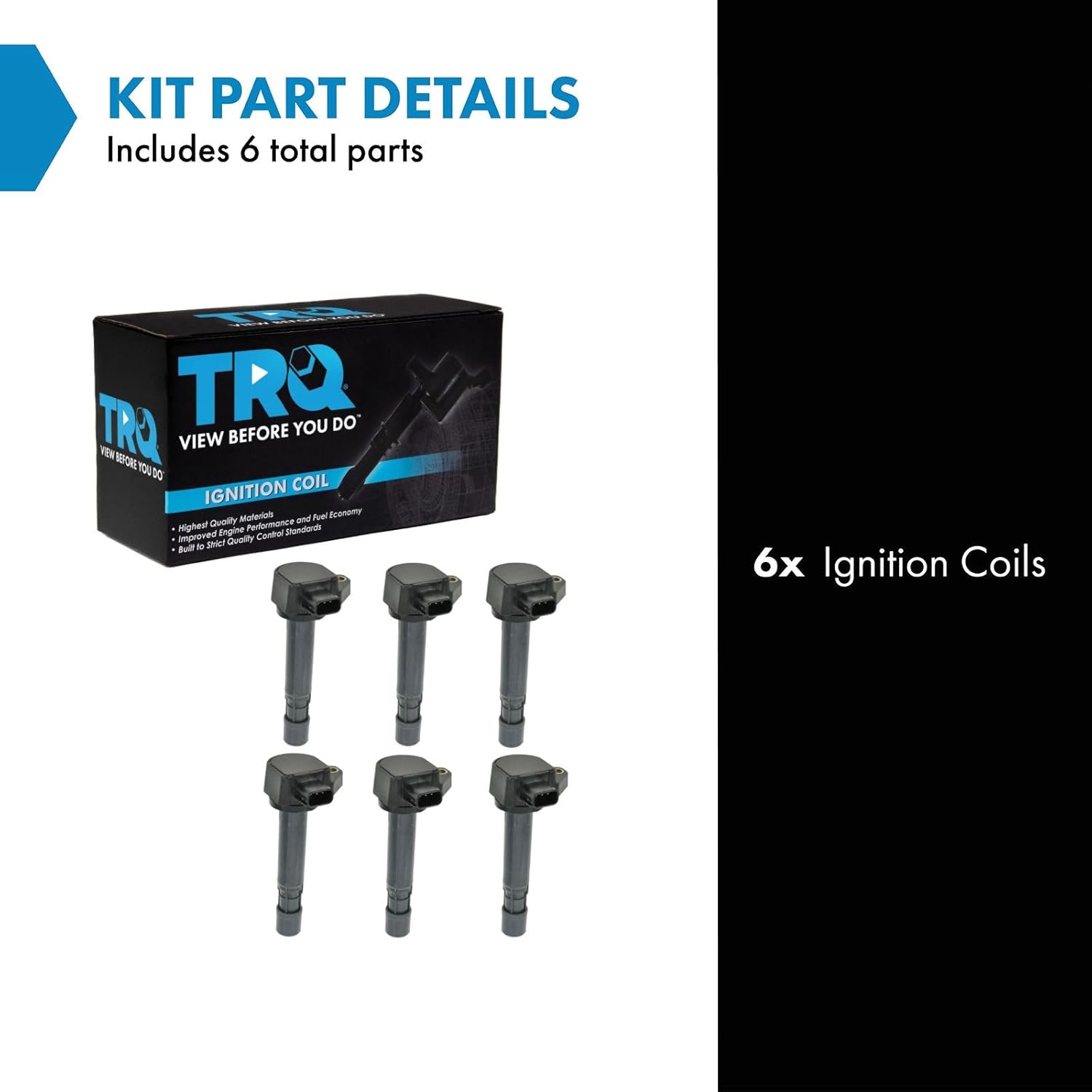 trq ignition coil set 6 piece compatible with 01-09 acura mdx 04-07 honda accord 03-08 pilot 06-08 ridgeline 04-07 saturn vue replacement ica61480