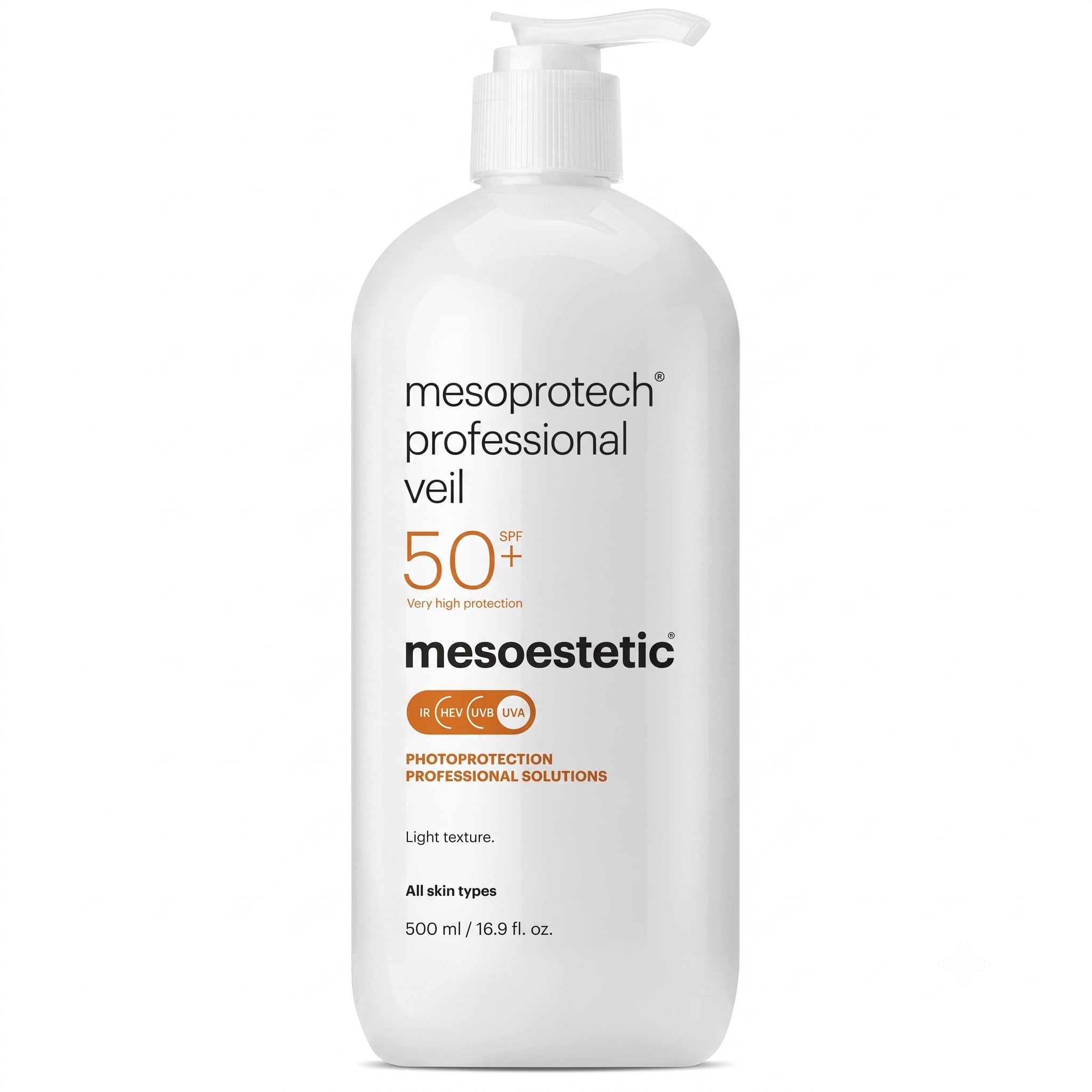 MESOESTETIC Mesoprotech Professional Veil LSF 50+, 500 ml, Sonnencreme für das Gesicht mit UVA-UVB-Schutz, leichte Textur, schnelle Absorption