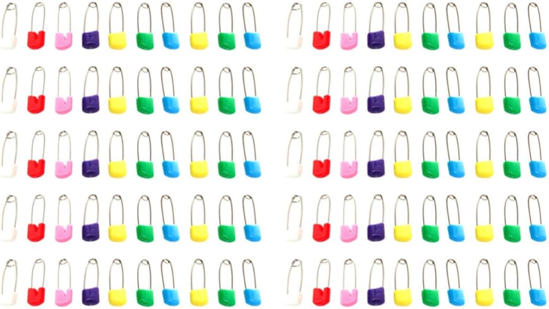 Healifty 100pcs Safety Pins for Cloth Diapers with Locking Plastic Heads, Steel and Plastic Material, Convenient to Use, Large Size for Nursing Cloth and Saliva Towels