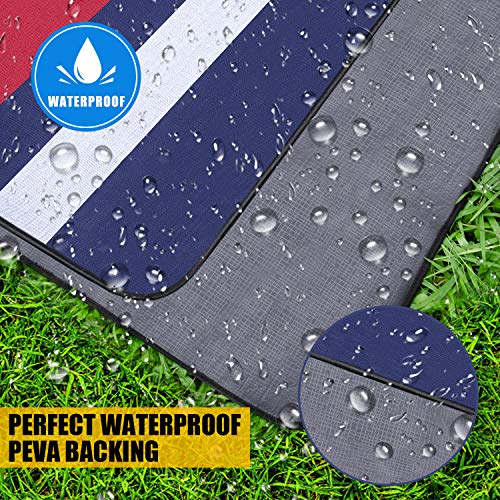 Outdoor Waterproof Picnic Blanket, Extra Large 79\" X 79\" 3-Layer Thickening Foldable Sand Free Beach Camping Blankets Mat with Waterproof PEVA Backing for Family, Concerts, Park, Machine Washing Safe